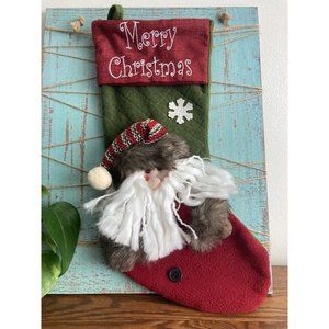 Ivenf Christmas Stocking 18 inches Plush 3D Santa Stocking